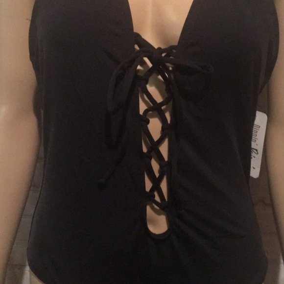 Dippin' Daisy's Black Lace-up Halter Monokini Sz L - Picture 4 of 6